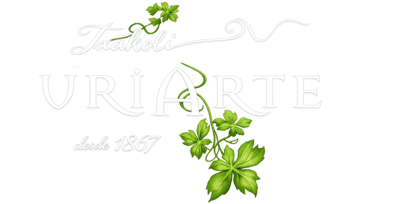Logotipo de Txakoli Uriarte con hojas de vid