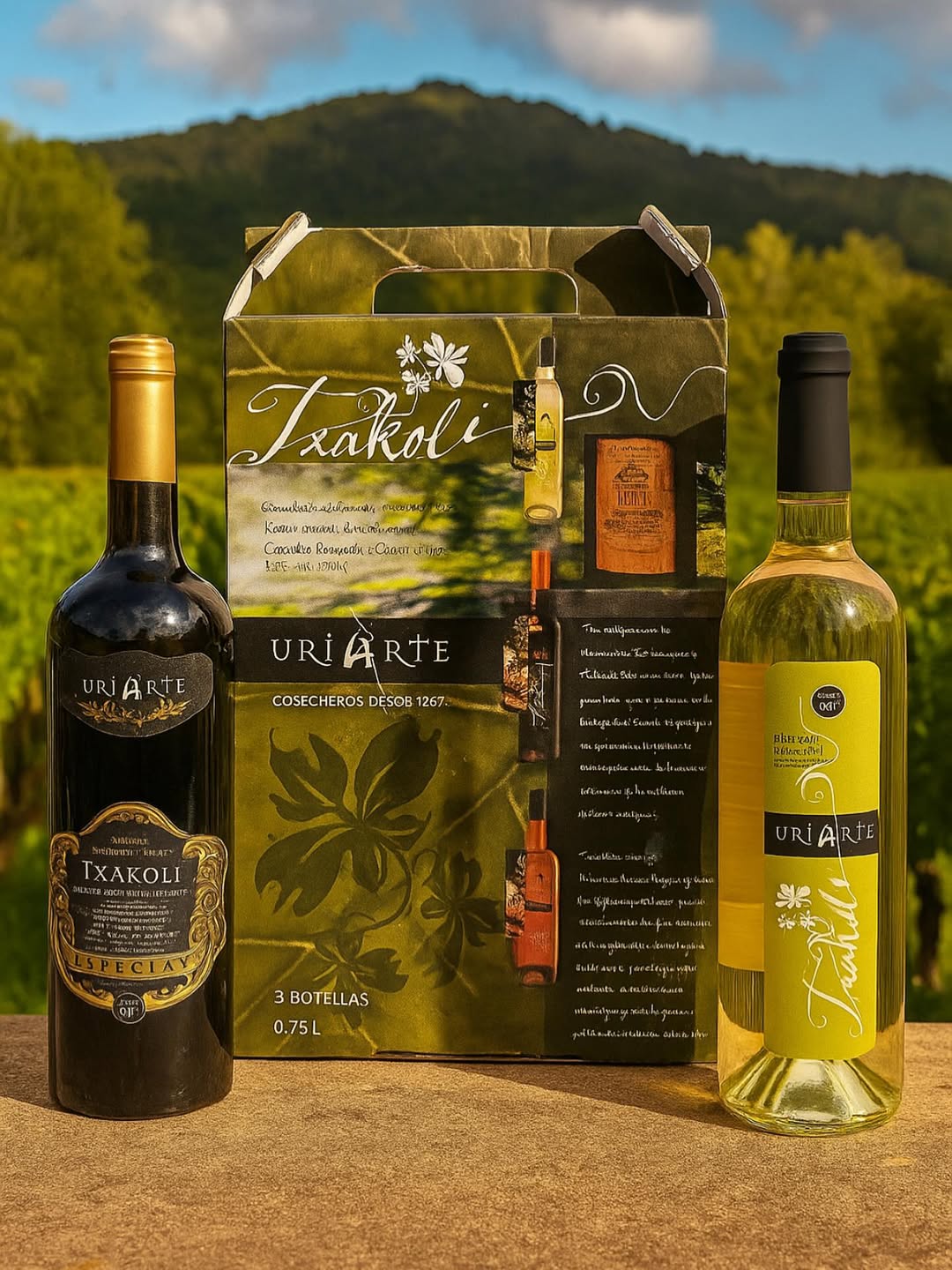 Botella de txakoli con calidad y carácter atlántico de Bizkaia